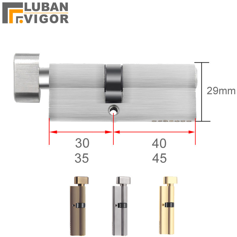Cilindro De Fechadura Assimétrico Para Porta De Madeira Interna , Altura 29MM , Com Botão , 3 Teclas , Comprimento 80mm