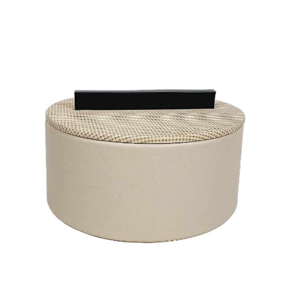 Caixa Decorativa Bege Couro Sintético e Metal BTC 10,5x16cm