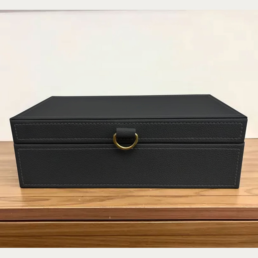 CAIXA DECORATIVA GRANDE COURO SINTETICO COM REVESTIMENTO LUXO