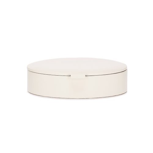Caixa de Decoração Oval MDF com Revestimento em Couro PU Off White M