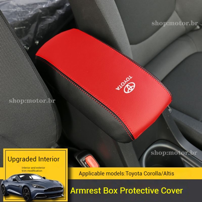 Toyota Corolla/Altis Caixa De Apoio De Braço Automático Capa Armazenamento Central Tapete Protetor Couro Do Plutônio Par