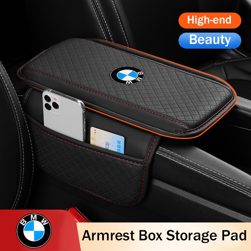 Napa Leather Auto Armrest Protetor Da Tampa Caixa Do Assento , Confortável Tapete De Armazenamento Descanso Braço Para BMW X1 X2 X3 X4 X5 3-Series 4-5-740 530