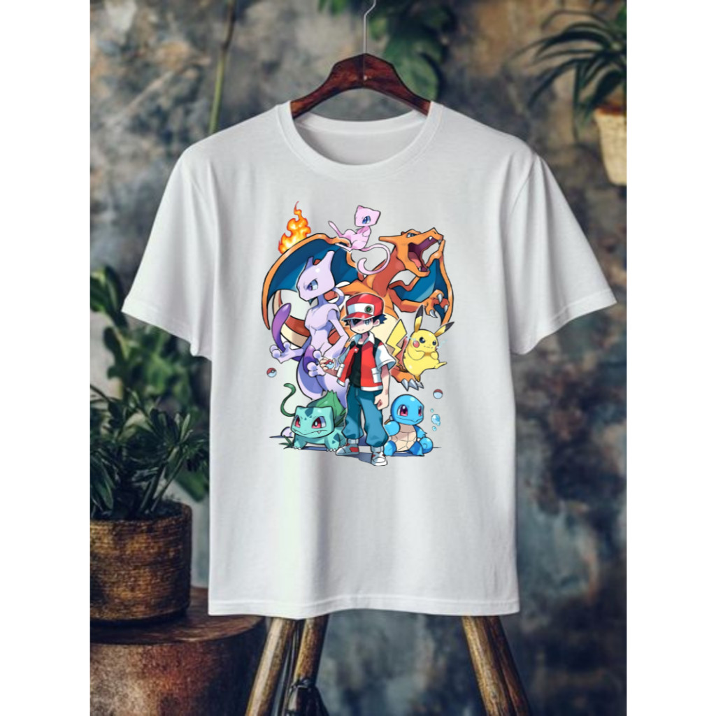 Camiseta Pokémon Adulto e Infantil  Mewtwo Bulbasaur Pikachu Squirtle Charizard Anime Mangá Desenho  Black Friday