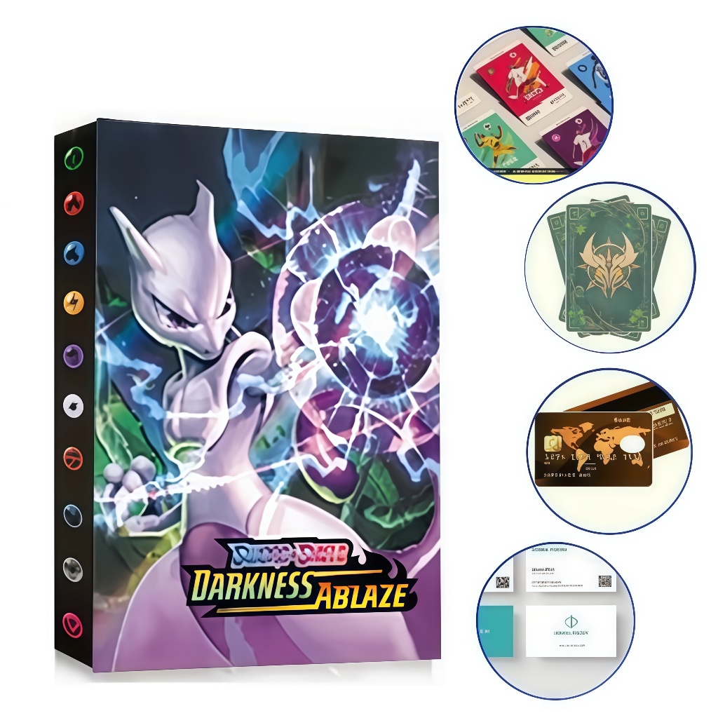 Álbum Mewtwo Pokémon Oficial 240 Cartas Charizard Pikachu Bulbasaur Porta CartõesColecionáveis