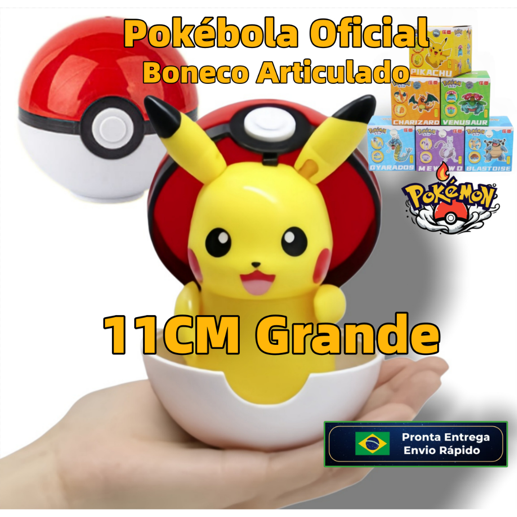 Pikachu Boneco Articulado 11cm + Pokebola | Pronta Entrega — Pikachu, Charizard, Mewtwo ou Bulbasaur