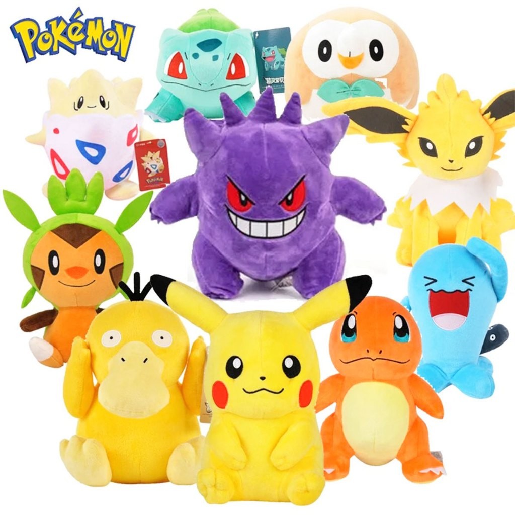 Pelúcia Pokemon Pikachu Charizard Gengar Snorlax Charmander Bulbasaur Squirtle Dragonite Original