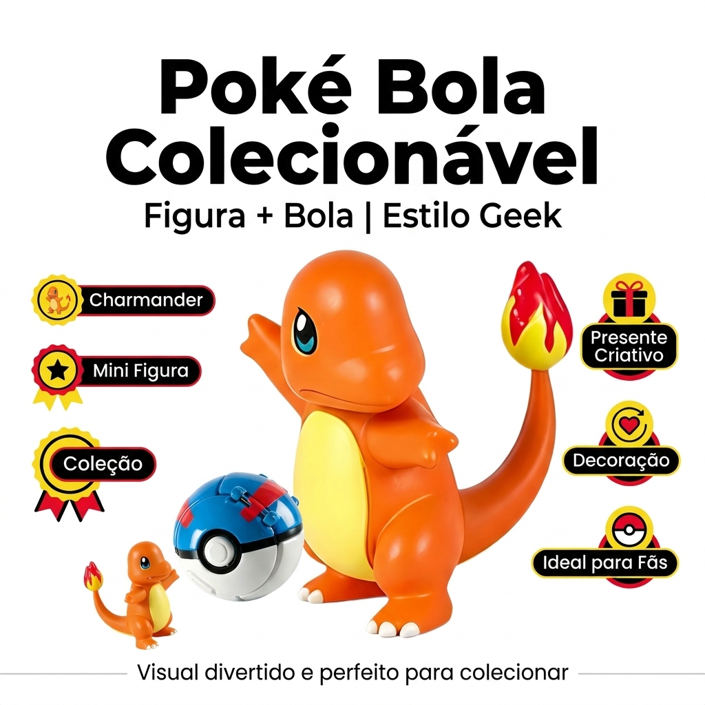 Pokébola Articulada Pokémon Charizard Mewtwo Pikachu Squirtle Charmander Bulbasaur Colecionável