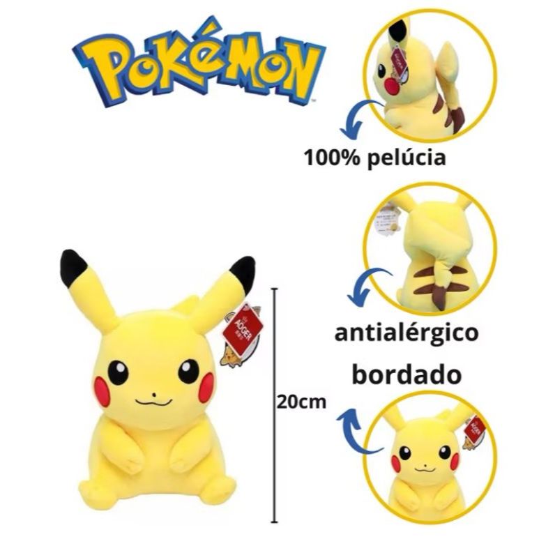 Pelúcia Pokemon Pikachu Charizard Gengar Snorlax Charmander Bulbasaur Squirtle Anime Desenho Animado