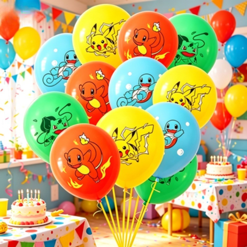 12 Peças Balões Pokémon 12 Polegada Pikachu Bulbasaur Charizard Aniversário Das Crianças Decoração Do Feriado