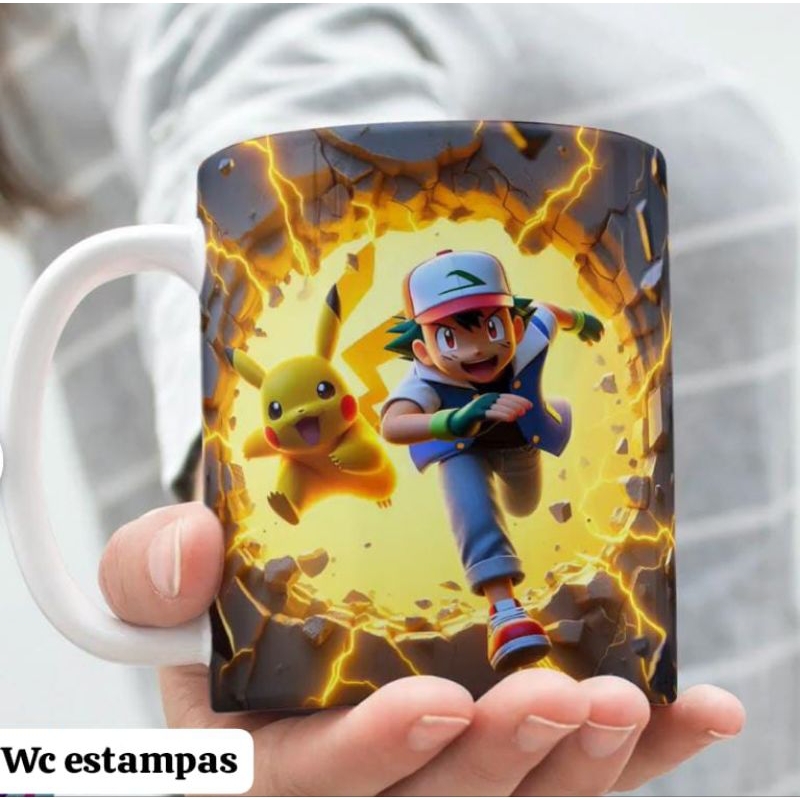 Caneca personalizada arte 3D pokémon picachu Charizard Ash bulbasaur caneca de porcelana anime xícara Squirtle