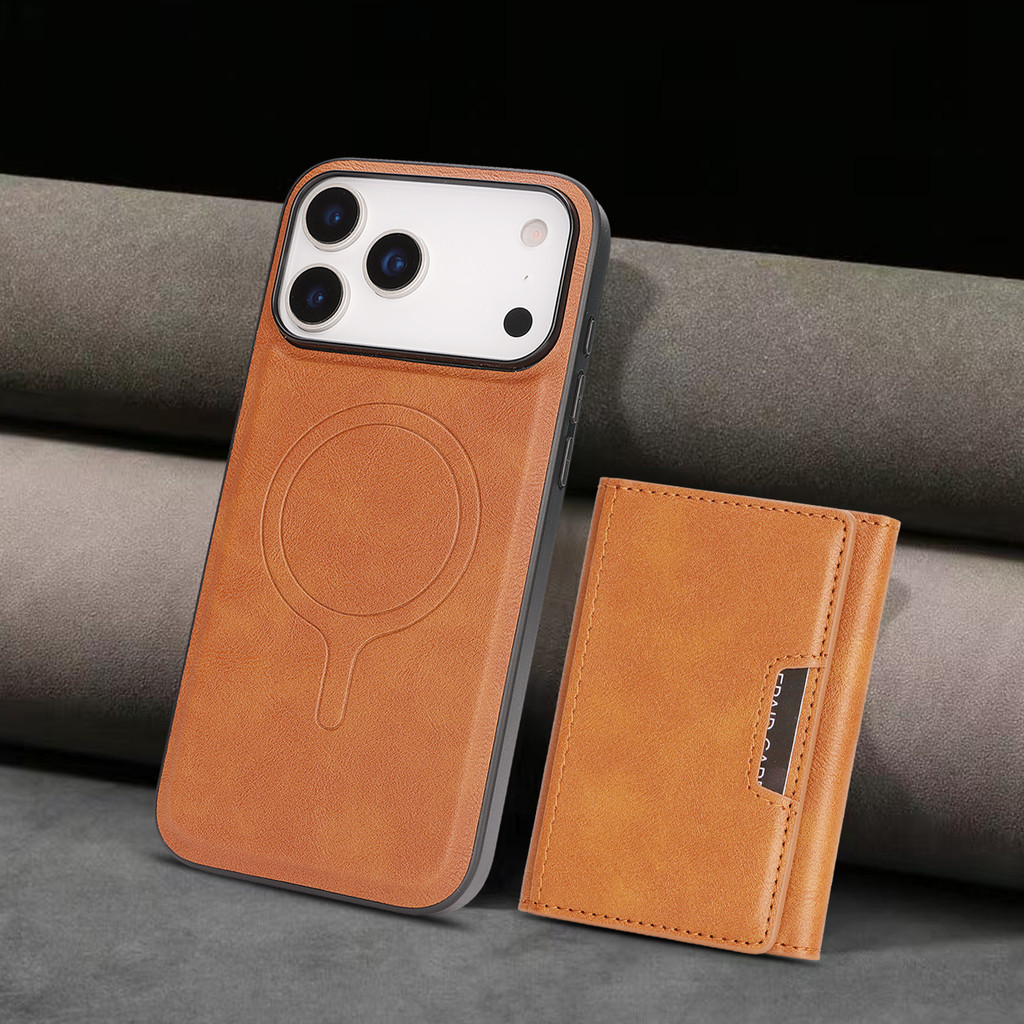 Capa Porta Cartão Magnético 2 Em 1 Para iphone 17 Pro Max/16/15/14/13 Com Carregamento Sem Fio