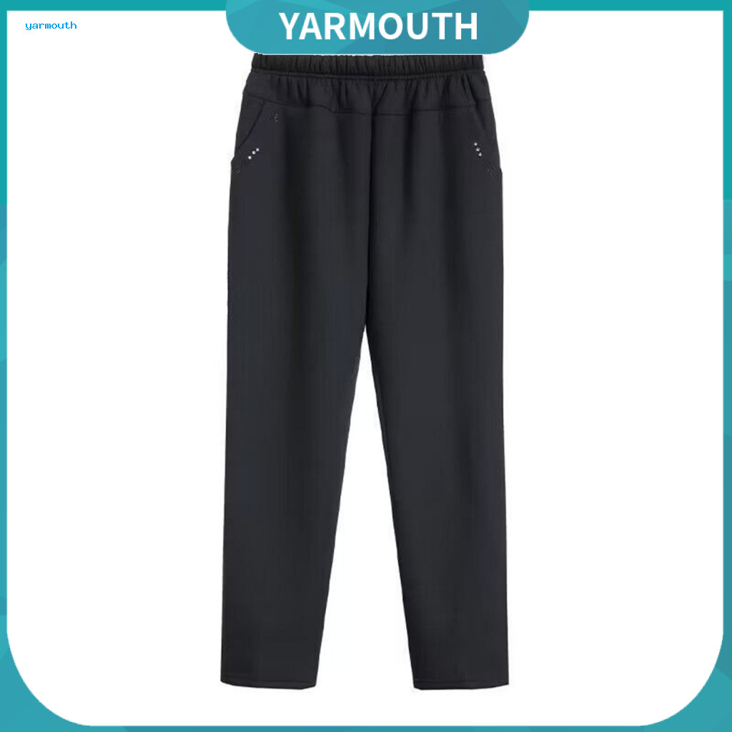 Wide-leg Sweatpants Pants Women’s Winter Cotton with Velvet Lining Elastic Waist Solid Color Pockets – Warm Thickene
