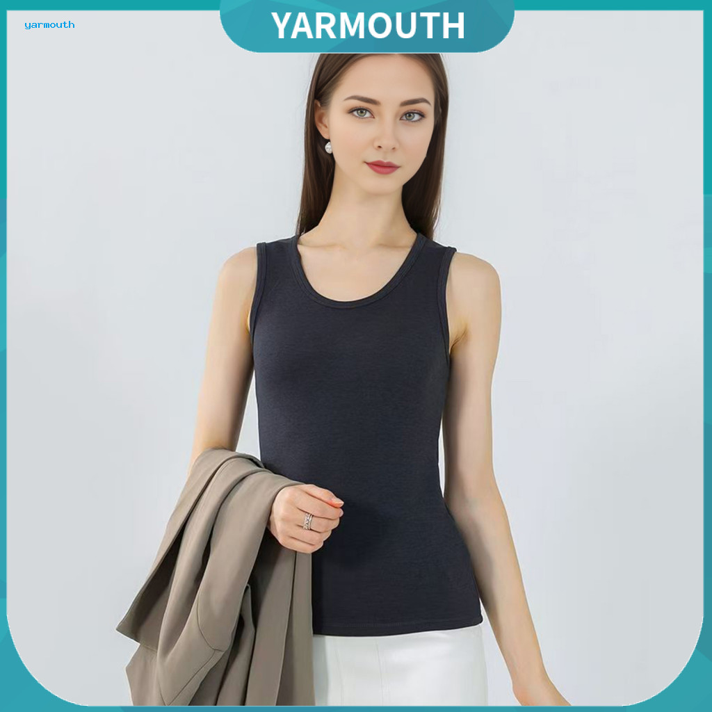 Women Vest Sleeveless Top Winter Thermal Slim Fit Velvet Inner Wear Round Neck Elastic Bottoming Tank for Warm Layering