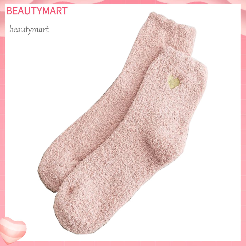 Soft Plush Loungewear Socks Coral Velvet Crew 1 Pair Women's Fuzzy Slipper Warm Winter Home Fluffy Cozy Fleece for Indoo