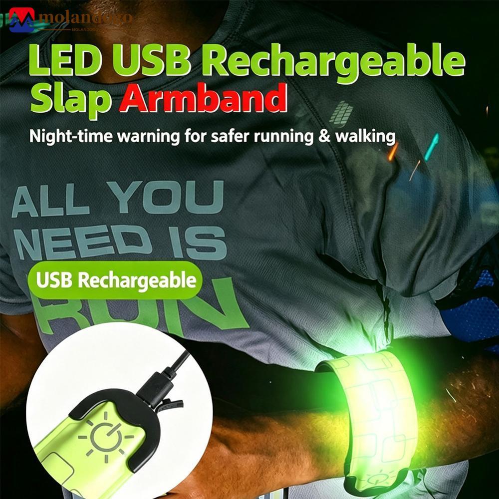 Milandogo USB Recarregável LED Braçadeira Luz Para Equipamento De Corrida Noturna De Alta Visibilidade Reflexiva Com Bri