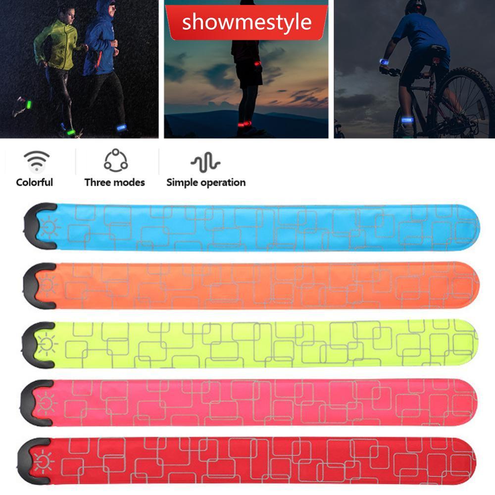 SMS USB Recarregável LED Braçadeira Luz Para Equipamento De Corrida Noturna De Alta Visibilidade Reflexiva Brilho Segura
