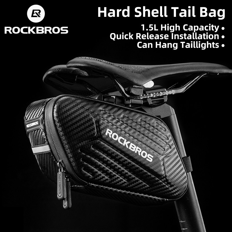 ROCKBROS 1.5L Hard Shell Bike Bag À Prova De Chuva Reflexivo MTB Bicicleta Bolsa Ciclismo Portátil Pendurar Luz Selim Al