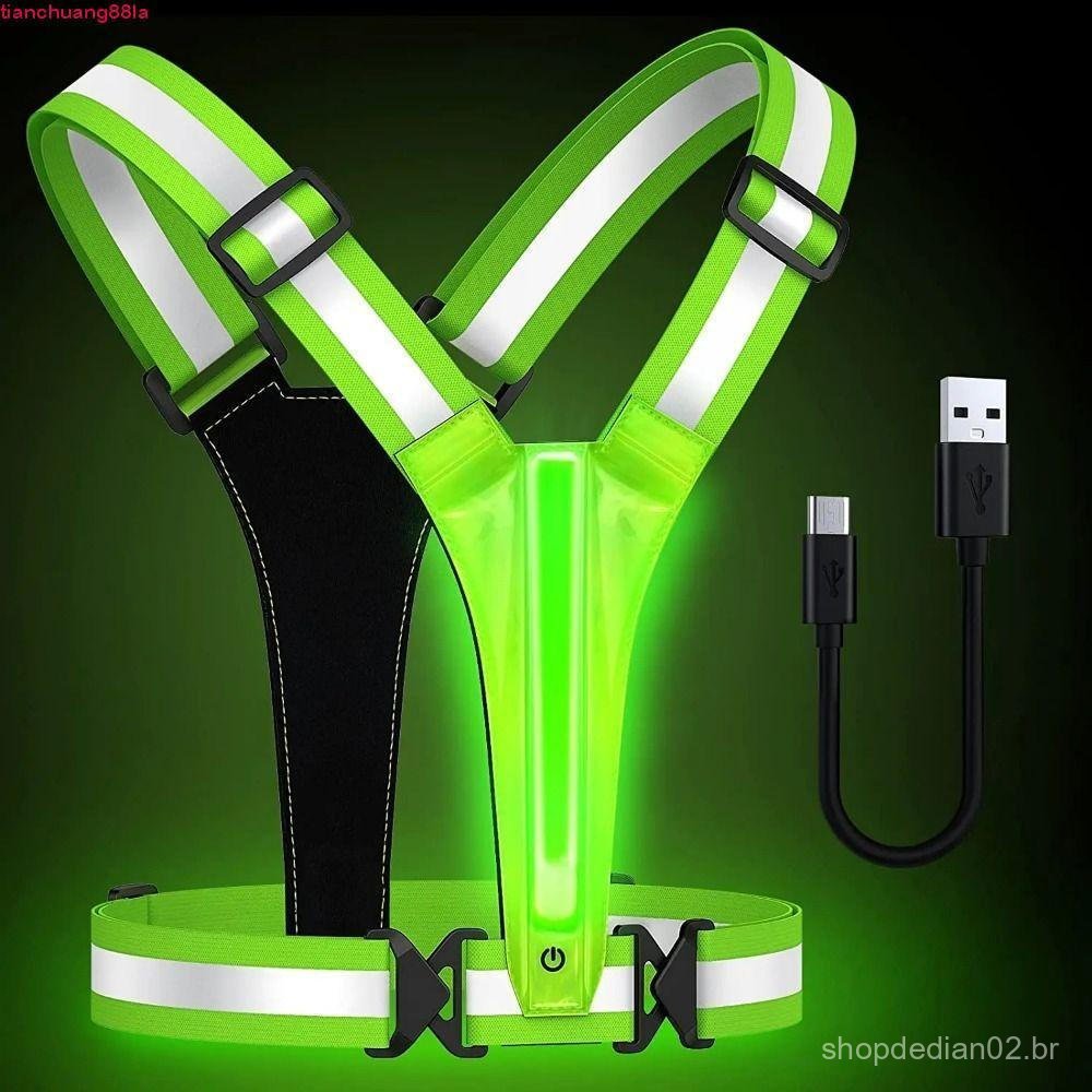 Colete Reflexivo LED TIANCHUANG , Equipamento De Corrida Com Alça Reflexiva Ajustável Para Cintura/Ombro , Recarregável