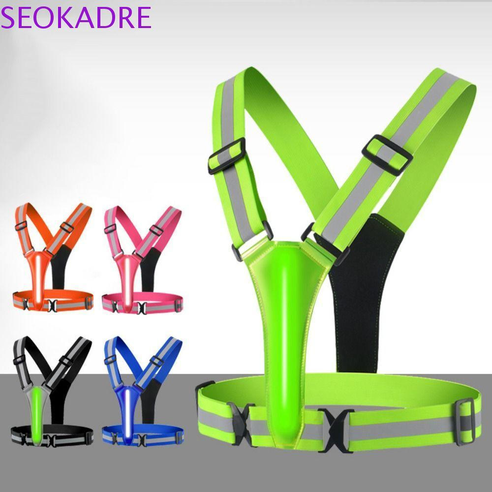 Equipamento De Corrida SEOKADRE , Colete Reflexivo LED Recarregável De Alta Visibilidade USB , Aviso
