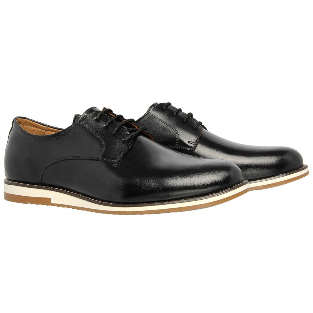 Kit Sapato Preto Casual Oxford Masculino Couro Confort com Cinto Couro