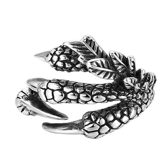 925 prata único Retro águia dragão garra anel aberto Seiko em relevo dominador masculino Thai prata estilo angustiado an