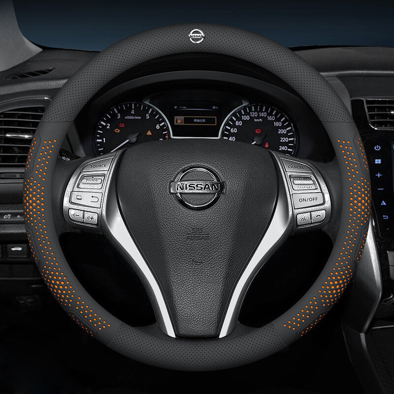 Car Ultrathin Steering Wheel Cover, Leather Ultra-Thin Anti Slip And Sweat Absorbing for Nissan Versa Sentra Altima Rogu