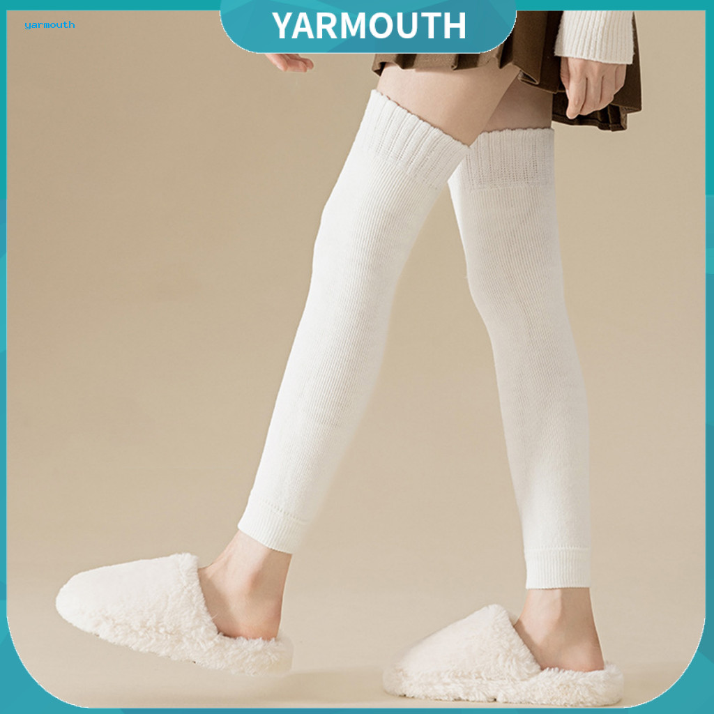 Nylon Socks 1 Pair Winter Leg Warmers Thickened Knitted Calf Covers Anti-slip Elastic Sweat Absorption Cold Weather for
