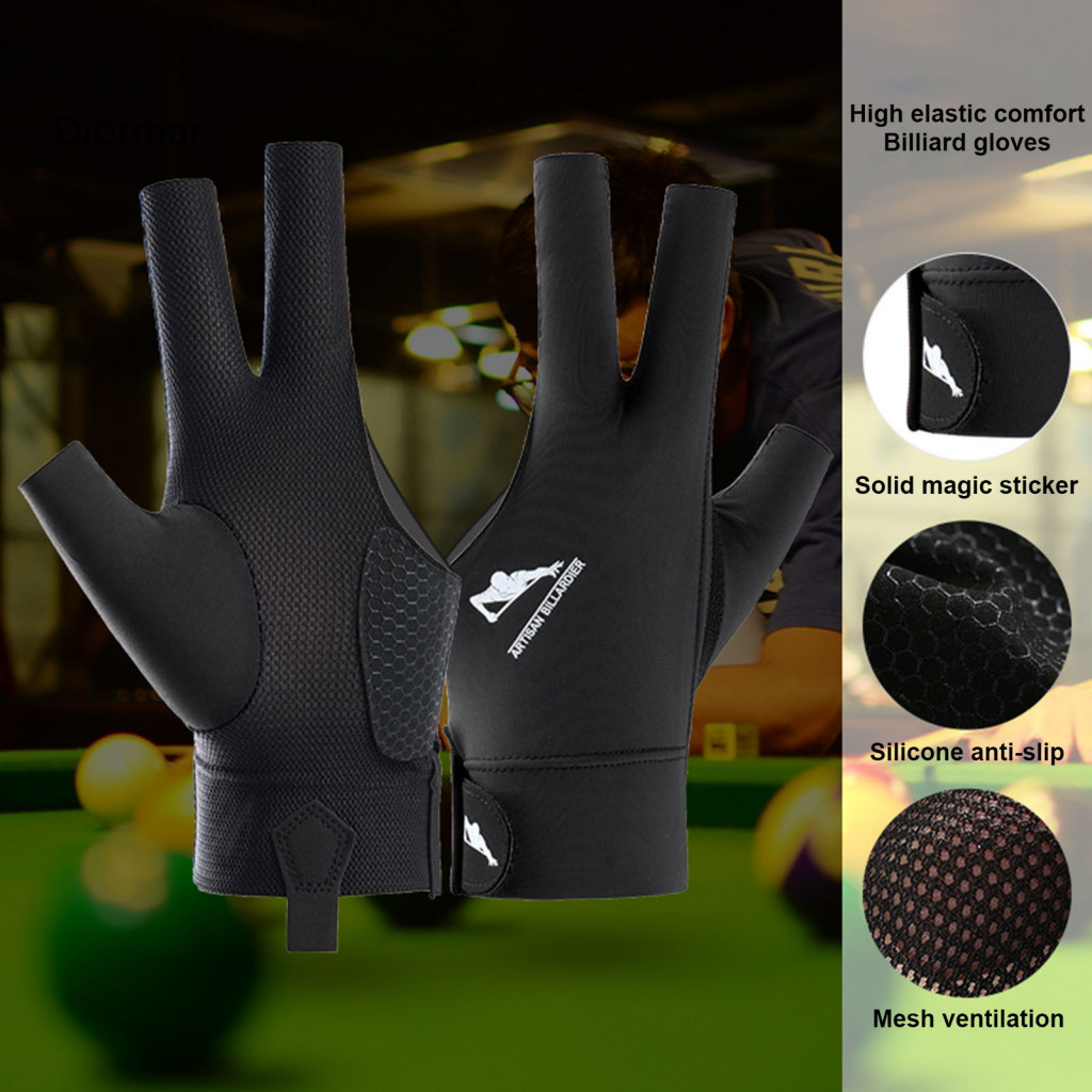 Sweat-absorbent Billiards Glove Breathable 1pc Anti-slip 3-finger Snooker Cue for Men Women Left Hand Sweat-absorbing