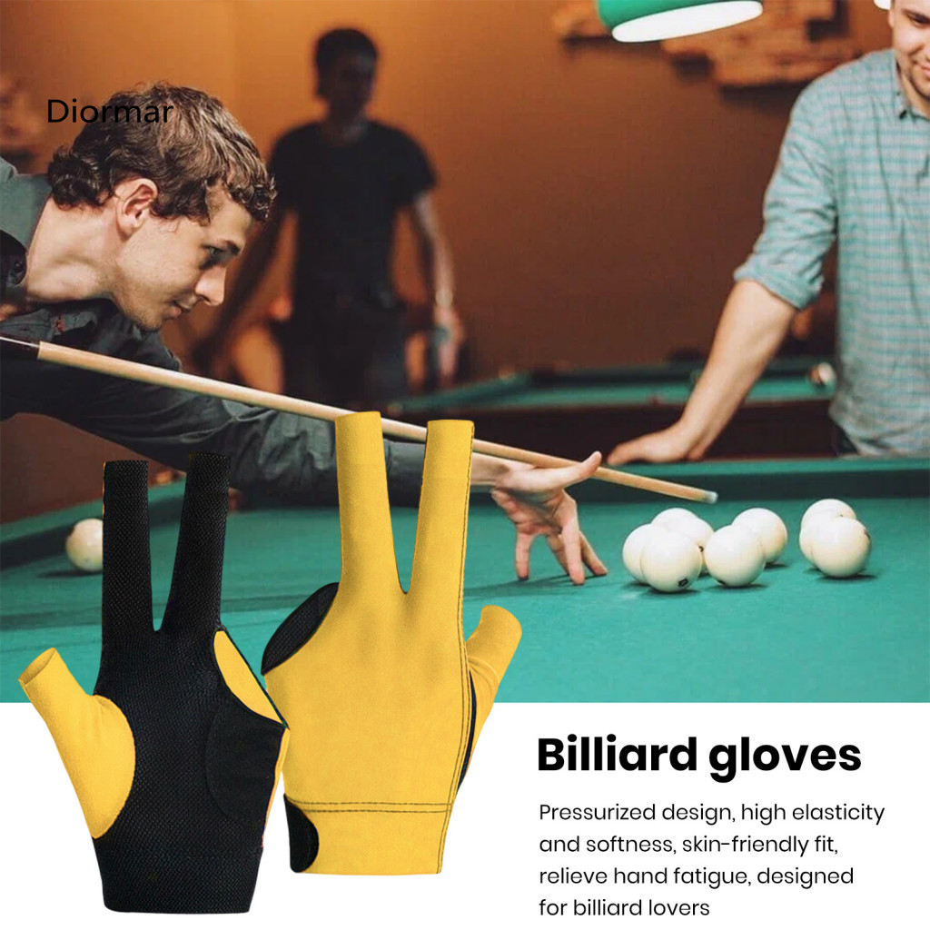 Snooker Cue Sport Glove Anti-slip Billiards Gloves 1pc Left Hand for Men Women – Sweat-absorbing Breathable 3-finger D