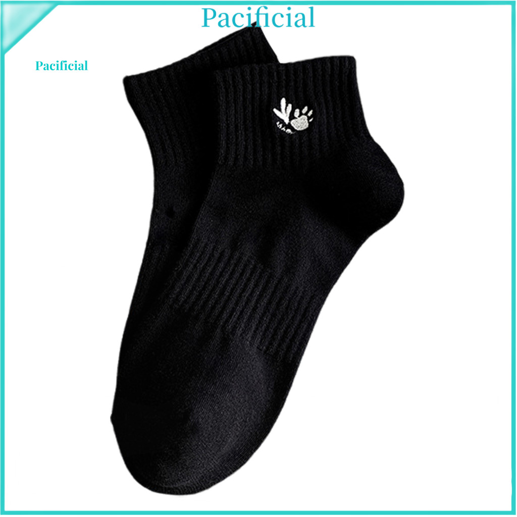 Men Cotton Socks Embroidered Men's Ankle 1 Pair Low Tube No Odor High Elasticity Anti-slip Sweat-absorption Anti-shrink