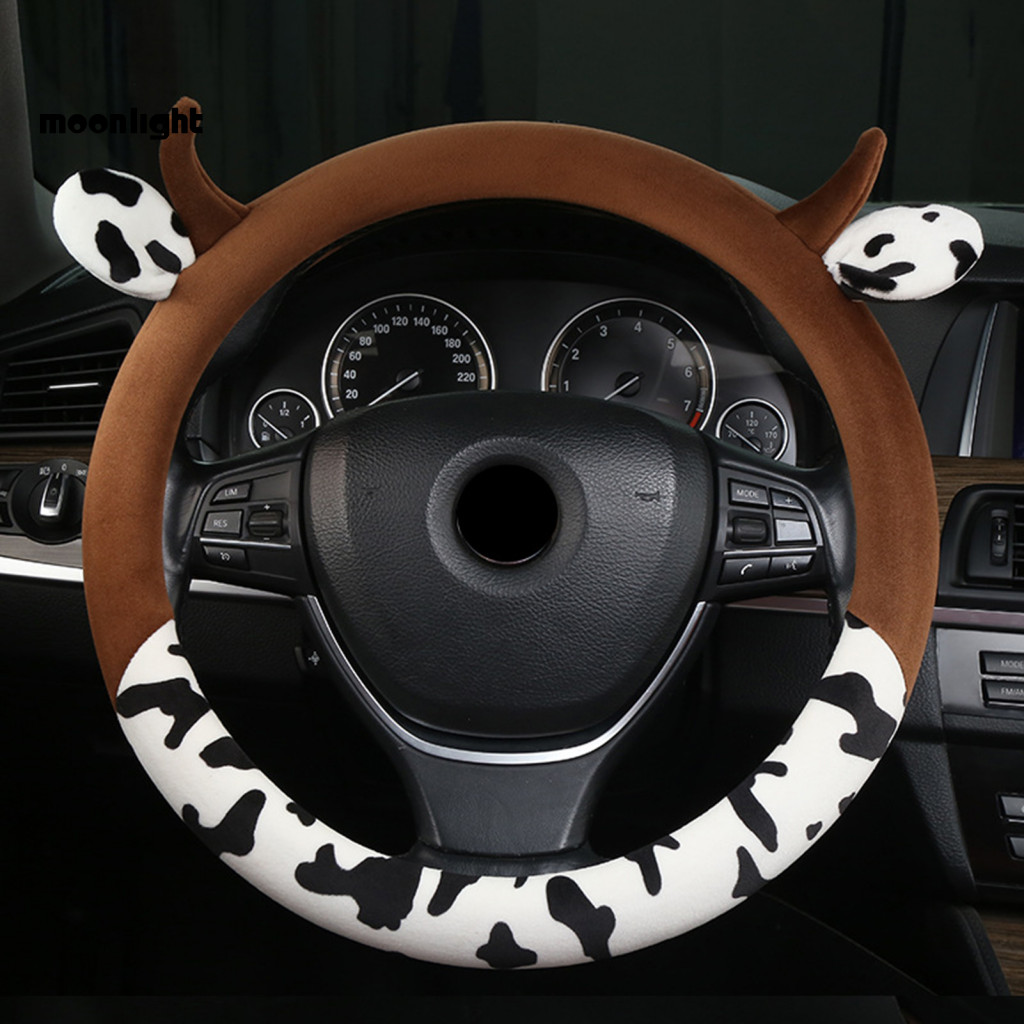 Cow Horns Ears Steering Wheel Cover 15 Inch Universal Anti-slip Sweat Absorption Car Protector Comfortable Auto Accessor