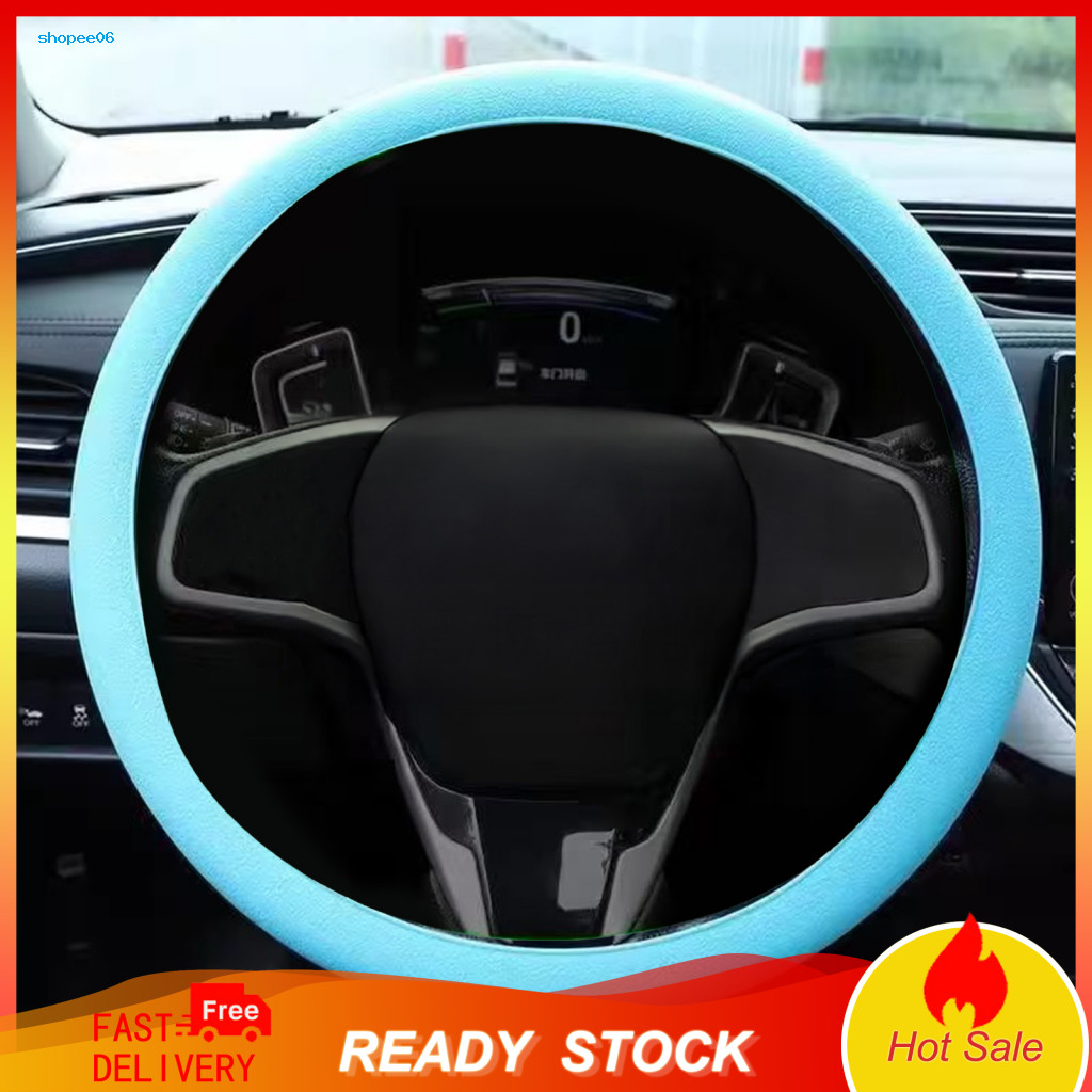 Easy Install Steering Wheel Cover Silicone Car Anti-slip Sweat-proof Grip Universal Fit for Circular D-shaped Flat for S