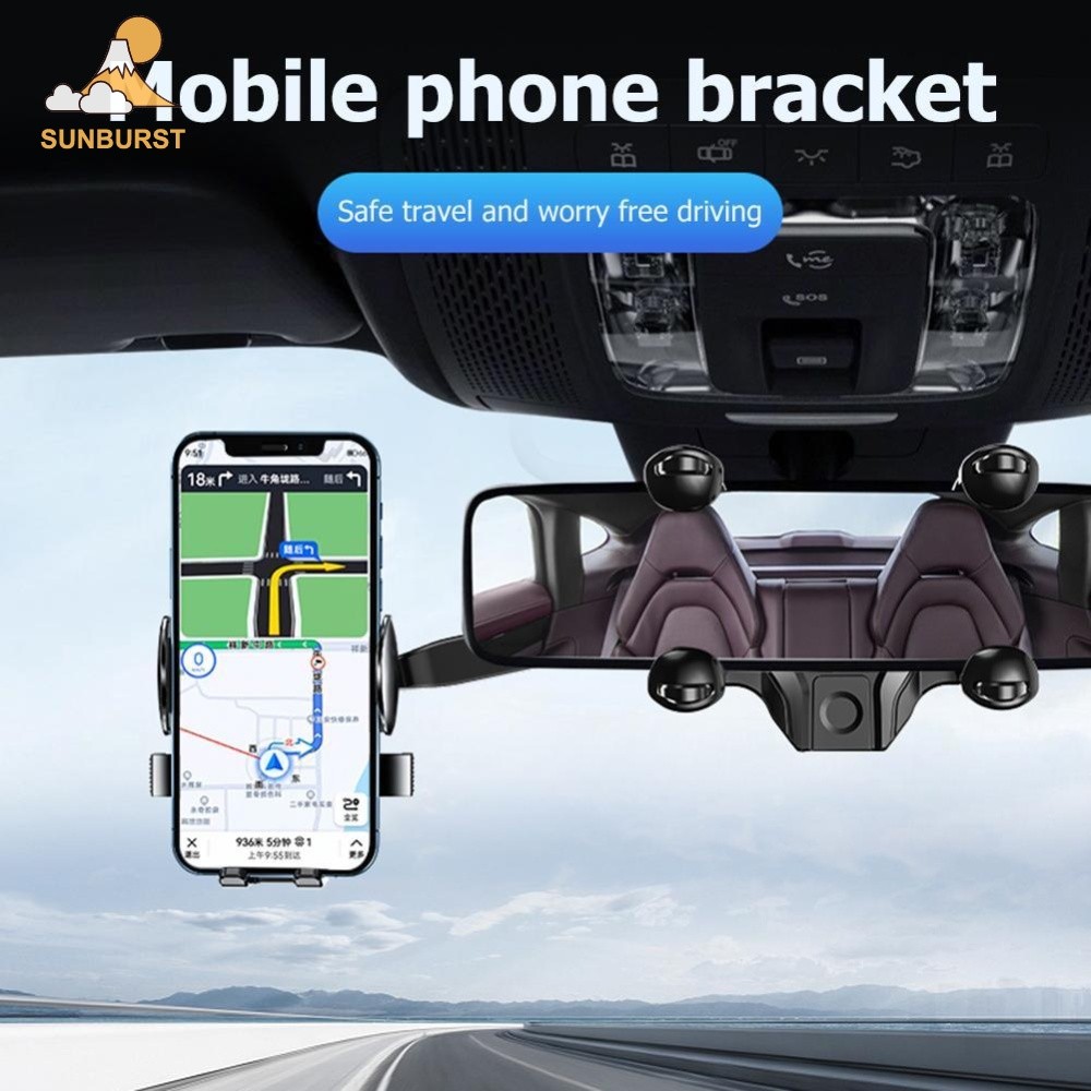 [Sunburst1 . br] Suporte De Telefone Automático De Navegação Com Espelho Retrovisor Retrátil Para Todos Os Smartphones E