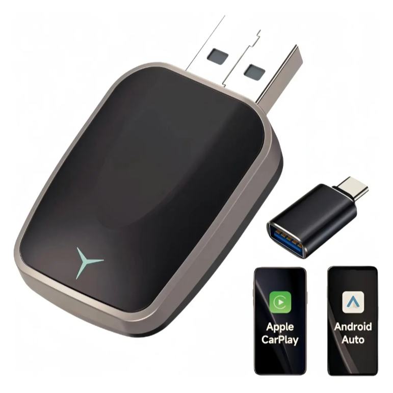 Adaptador Para Veículos Com Car Play/Android Auto Sem Fio Automático 2 Em 1 Bluetooth USB