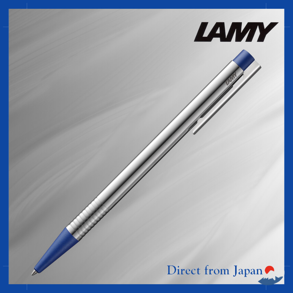 LAMY Logo Matte Blue Ballpoint Pen - Elegant and Durable Stainless Steel - Medium Nib - Includes Large Capacity Blue Ref
