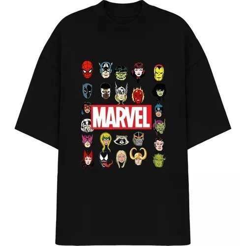 Camisa Camisetão Unissex Durável Estampa Digital Silk premium 30.1 Marvel Geek Logo 100% Algodão