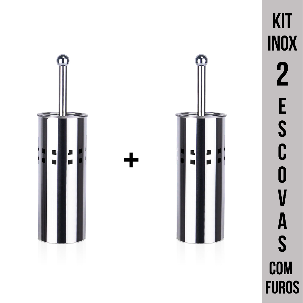 1, 2 ou 3 Escova Sanitária Inox Cabo Logo Resistente à Ferrugem Elegante Moderna e Durável