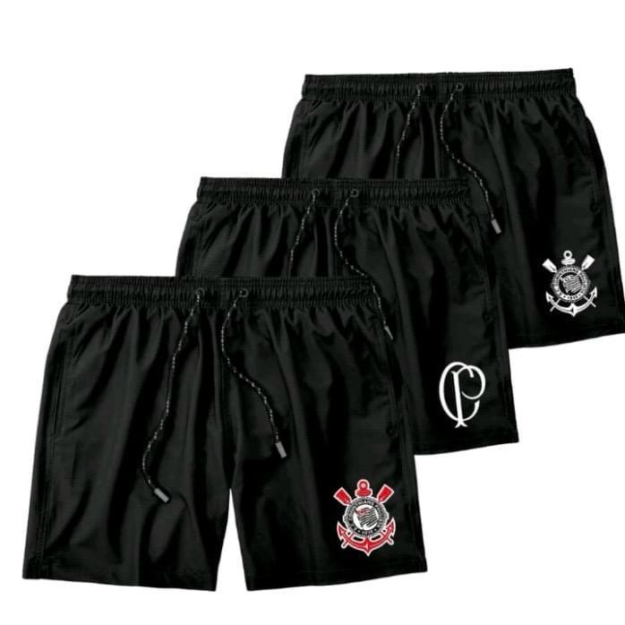 Short Masculino Casual em Poliéster Durável Logo Time