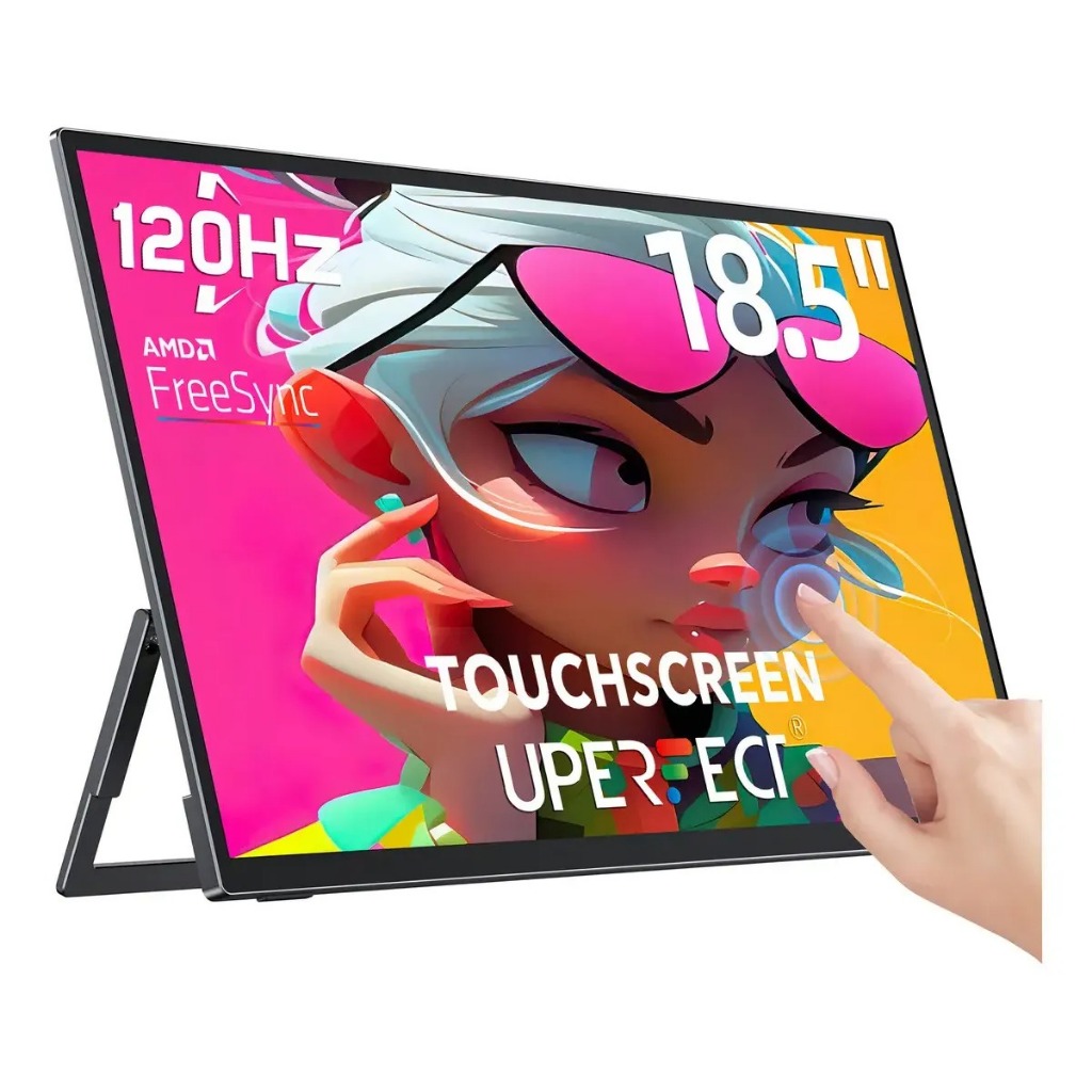 Monitor Portátil Uperfect 18,5 Polegadas Touch Screen Ips Audio Estéreo Ultra Fino 1920x1080 120 Hz