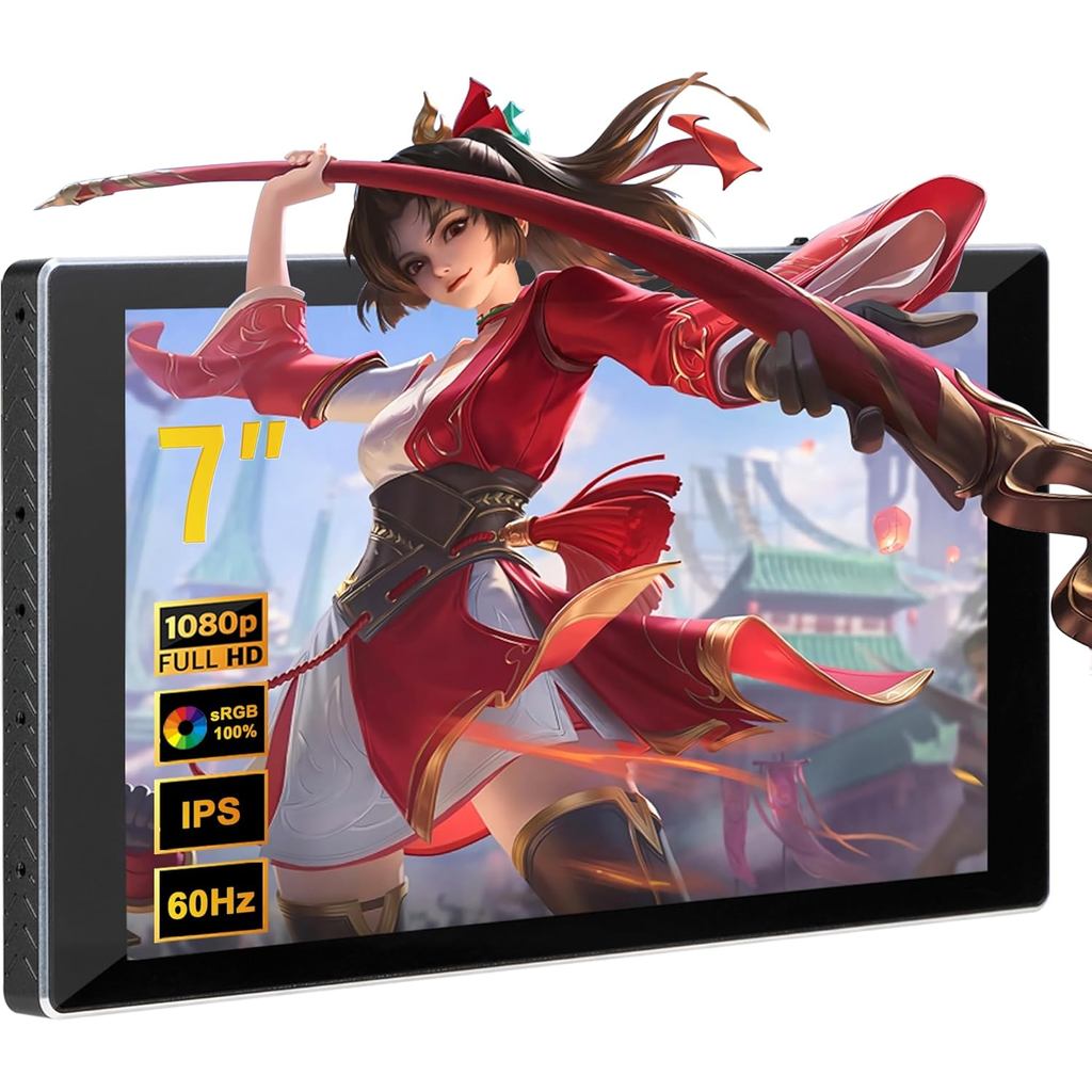 Monitor Portátil de 7 Polegadas 1080P FHD 60Hz Mini Display Touchscreen de Bolso USB C HDMI Ultra Fino Leve IPS Segunda