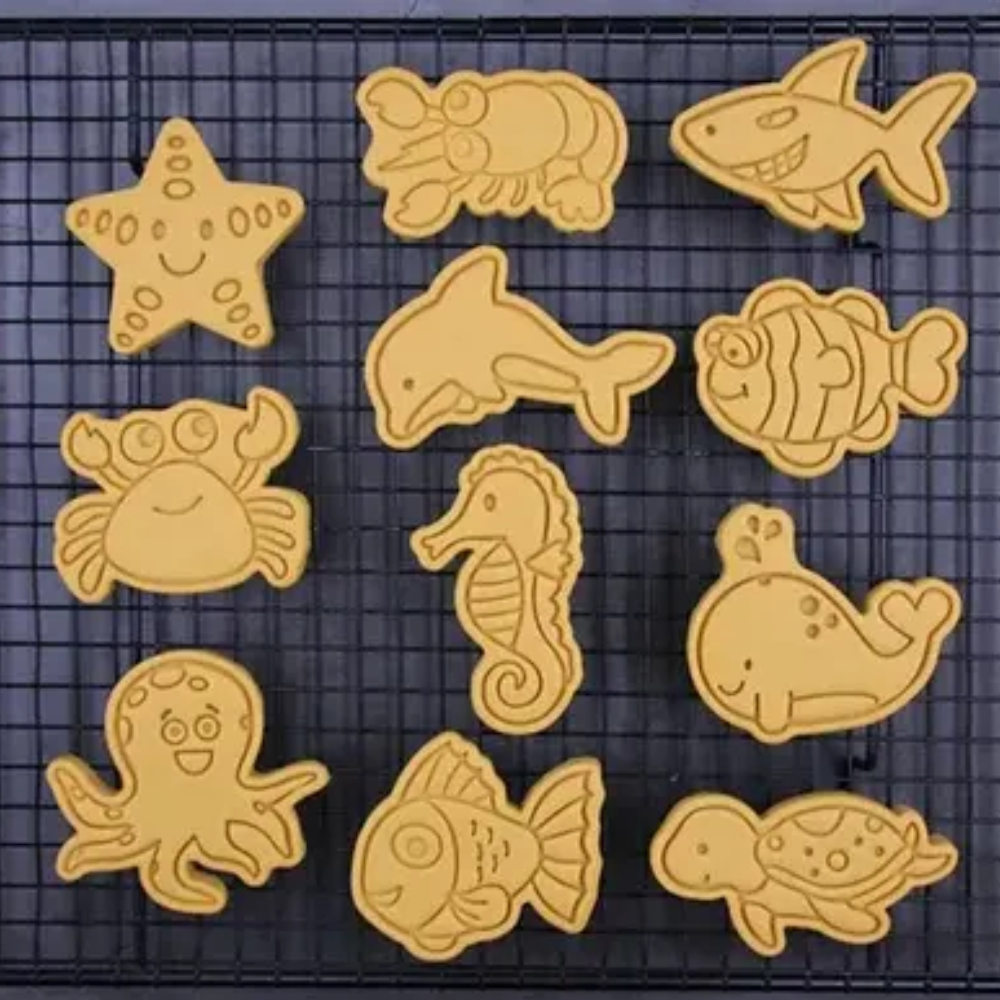 Cortador de Biscoito com Carimbo - Kit Fundo do Mar 3 AVULSO