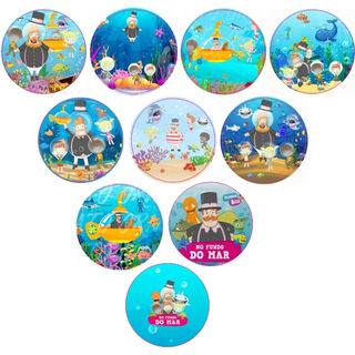 Adesivos kit 100 selos Mundo Fundo do Mar  4cm x 4cm COM RECORTE