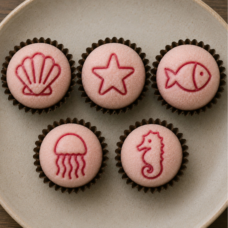 Kit 5 Carimbos Fundo do Mar para Brigadeiros e Doces | Peixinhos, Conchas, Oceano, Festa Infantil e Aniversário