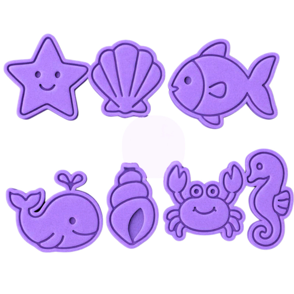Cortador Biscoito Molde Forma ANIMAIS FUNDO DO MAR Marcador Carimbo Pasta Americana Massa