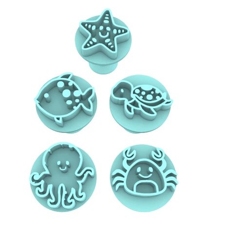 Carimbos de Doces e Brigadeiros 5 Unidades – Molde Fundo do Mar, Ideal para Festas