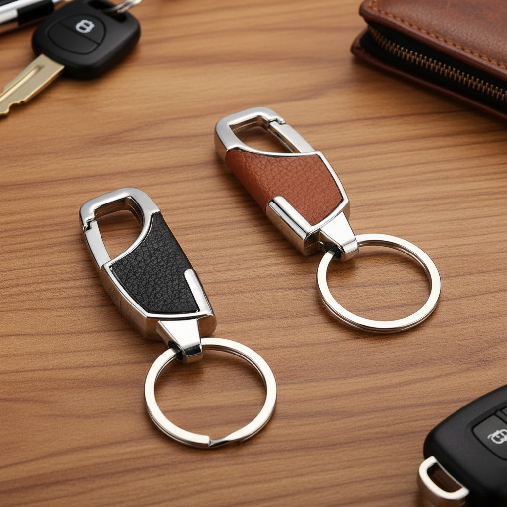 Chaveiro de Couro Masculino de Alta Qualidade Suporte Criativo e Durável para Chaves Chaveiro de Carro de Metal