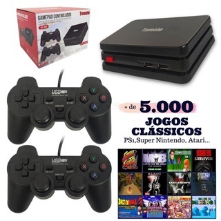 Vídeo Game Retro Clássico 5 Mil Jogos PS1/SNES/GBA/MD/MAME/ARCADE/ATARI + 2 Controles MAY-009 TOMATE