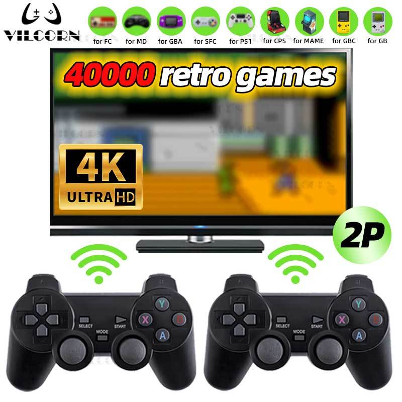 Console De Videogame Portatil Clássico Sem Fio Retro Game Stick 4K Para Mame PS1 Sega Mega Drive 9 Emulador Com Joystick