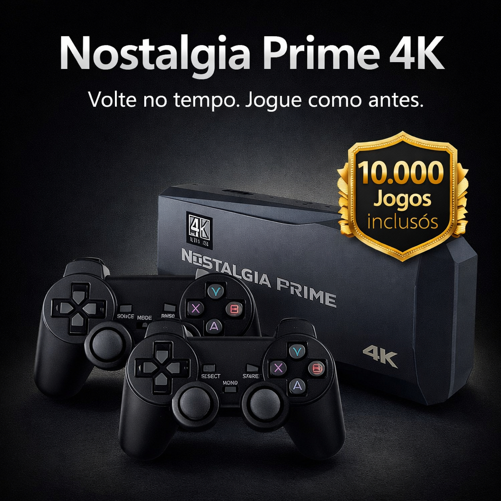 Game Stick 4K 10.000 Jogos Retrô Nostalgia X™ HDMI 2 Controles Sem Fio PS1 Atari MAME GBA Original