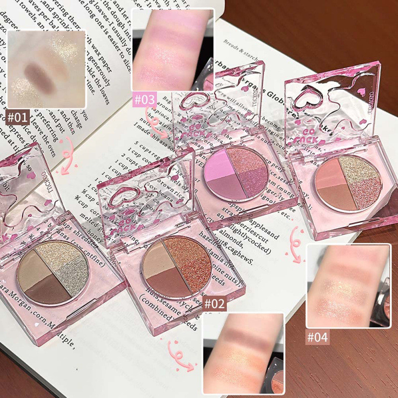Mini paleta de sombras de quatro cores pó delicado boa mancha Natural iluminar diário viajante